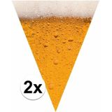 2x Bier print vlaggenlijnen / slingers 6,4 meter - Bierfeest/Oktoberfest versiering