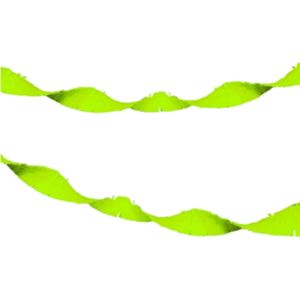 2x stuks neon groene thema feestslinger 18 meter crepe papier - Eighties feestartikelen/versiering