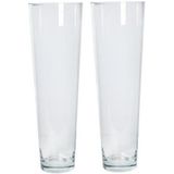 2x Conische vaas helder glas 22 x 70 cm - 2x glazen boeketvaas wijd conisch - 2 stuks