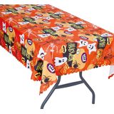 Halloween/horror thema feest tafelkleed - 2x - spookjes - oranje - papier - 177 x 134 cm