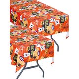 Halloween/horror thema feest tafelkleed - 2x - spookjes - oranje - papier - 177 x 134 cm