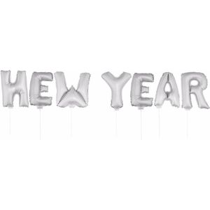 New Year folie ballonnen op een stokje - zilver - oud en nieuw versiering