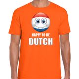 Holland Happy to be Dutch landen t-shirt met emoticon - oranje - heren -  Nederland landen shirt  - EK / WK / kleding