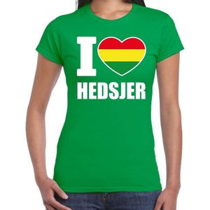 Carnaval t-shirt I love Hedsjer voor dames - groen - Heerlen - Carnavalshirt / verkleedkleding