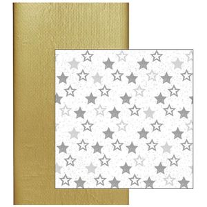 Papieren tafelkleed/tafellaken goud inclusief sterren servetten - Kerstdiner tafel