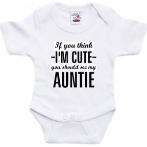 You think I am cute see my auntie tekst baby rompertje wit jongens en meisjes - Cadeau tante rompertje - Babykleding