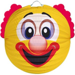 Lampion gele clown 20 cm - Carnaval party - Feestartikelen/versieringen