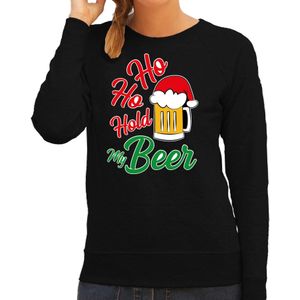 Ho ho hold my beer foute Kerstsweater / kersttrui zwart voor dames - Kerstkleding / Christmas outfit