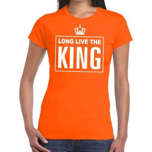 Oranje Long live the King Engelse tekst shirt dames - Oranje Koningsdag/ Holland supporter kleding