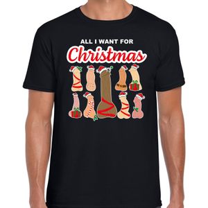 Bellatio Decorations foute kersttrui/t-shirt heren - All I want for Christmas is piemels - zwart