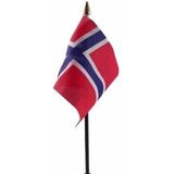 2x stuks noorwegen tafelvlaggetje 10 x 15 cm met standaard - Landen supporters vlaggen versiering