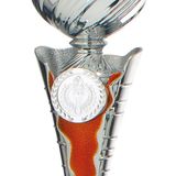 Trofee/prijs beker - zilver - wimpel rood - kunststof - 23 x 8 cm - sportprijs