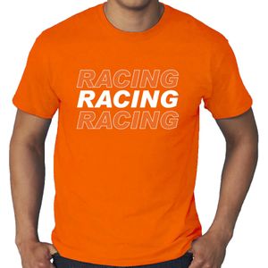Grote maten Racing supporter / race fan t-shirt oranje voor heren - race fan / race supporter / coureur supporter