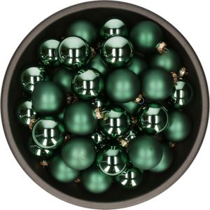 Kerstballen - glas - 36x stuks - emerald groen - 6 cm - mat en glans