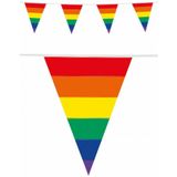 Regenboog vlaggenlijn - 4 stuks - dubbelzijdig bedrukt - 10 meter