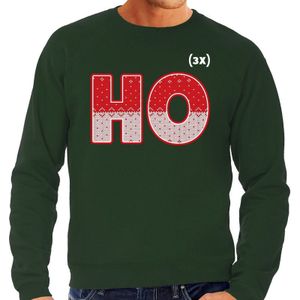 Foute Kersttrui / sweater - ho ho ho - groen voor heren - kerstkleding / kerst outfit