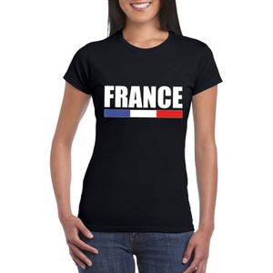 Zwart Frankrijk supporter t-shirt voor dames - Franse vlag shirts