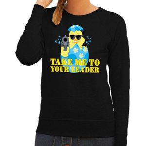 Fout Paas sweater zwart take me to your leader voor dames - Pasen trui