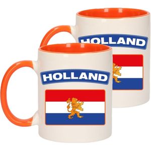 Set van 6x stuks holland vlag mok/ beker oranje wit 300 ml