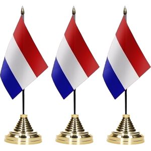 Nederland tafelvlaggetje - set 6x - 10 x 15 cm - met standaard - polyester stof