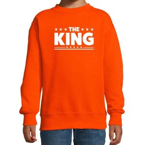 The King tekst sweater oranje kids - kids trui The King - oranje kleding