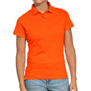 Oranje poloshirt basic van katoen voor dames - katoen - 180 grams - polo t-shirts - Koningsdag of EK / WK supporter kleding