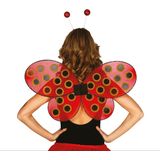 Lieveheersbeestje verkleed set - vleugels en diadeem - rood - volwassenen - carnaval verkleed accessoires