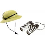 Kinder verkleedkleding set safari - 1x tropenhelm en 1x verrekijker