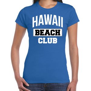 Hawaii beach club zomer t-shirt voor dames - blauw - beach party / vakantie outfit / kleding / strand feest shirt