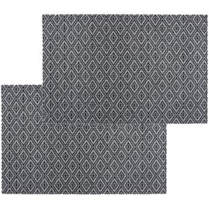 Set van 6x stuks placemats grafische print zwart - texaline - 45 x 30 cm - Onderleggers