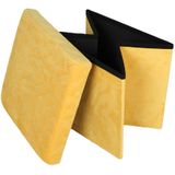 Urban Living Poef/hocker - 2x - opbergbox zit krukje - velvet geel - polyester/mdf - 38 x 38 cm - opvouwbaar