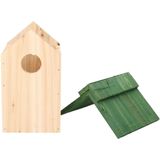 Houten vogelhuisje/nestkastje met groen dak 24 cm - Vogelhuisjes tuindecoraties