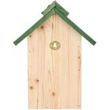 Houten vogelhuisje/nestkastje met groen dak 24 cm - Vogelhuisjes tuindecoraties