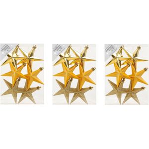 24x stuks kunststof kersthangers sterren goud 10 cm kerstornamenten - Kunststof ornamenten kerstversiering