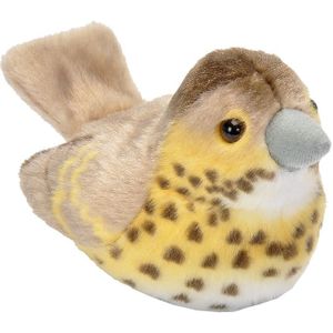 Pluche gekleurde zanglijster knuffel 13 cm - Vogels dieren knuffels - Speelgoed voor kinderen