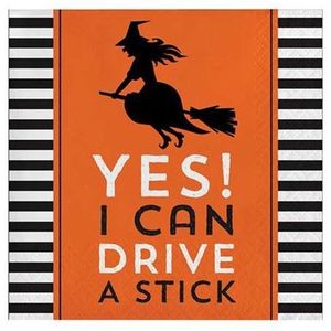 Thema feest papieren servetten heks yes i can drive a stick 64x stuks 25 x 25 cm - Halloween tafeldecoratie