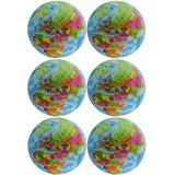 10x Anti-stress balletje planeet aarde/wereldbol/globe 7 cm - Stressballen - Squishy - Anti-stress producten