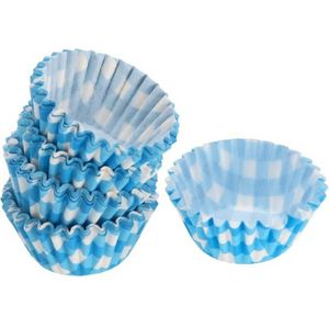 Mini muffin en cupcake vormpjes - 180x - blauw - papier - 4 x 4 x 2 cm