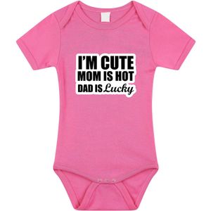 Cute hot lucky tekst baby rompertje roze meisjes - Kraamcadeau - Babykleding