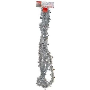 Kerstslinger - zilver - 270 cm - met sterren - kerstboomslinger - tinsel/lametta