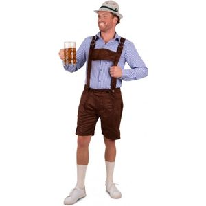 Tiroler overhemd blauw met wit geblokt voor heren - Oktoberfest verkleedkleding