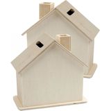 Set van 4x stuks beschilderbare hobby/knutsel spaarpot houten huisjes 10 cm