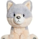 Aurora pluche knuffeldier wolf - grijs/wit - 20 cm - bosdieren thema speelgoed