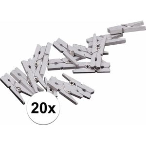 20x mini knijpertjes zilver - 2 cm - kleine/ mini knijpers