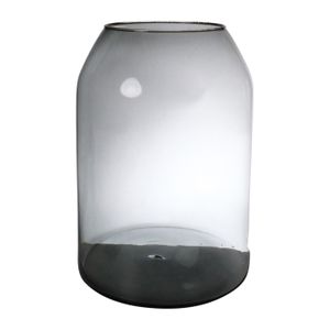 Hakbijl Glass Bloemenvaas Barcelona - transparant grijs - eco glas - D25 x H35 cm - smoke glas