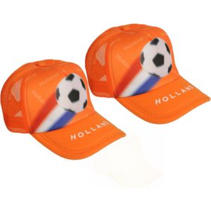 Set van 2x stuks oranje cap Holland met voetbal