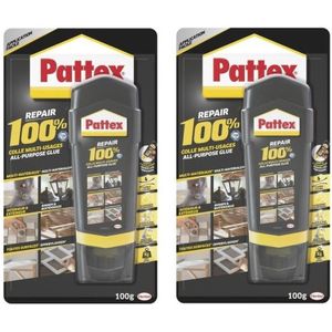 2x Pattex alles-in-een 100 procent repair lijm - 100 gram - contactlijm / reparatielijm