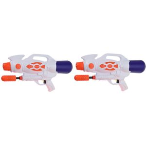 2x Waterpistolen/waterpistool oranje van 47 cm met pomp kinderspeelgoed - waterspeelgoed van kunststof - waterpistolen met pomp