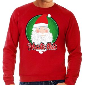 Foute Kersttrui / sweater - I hate this - rood voor heren - kerstkleding / kerst outfit