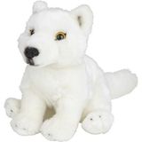 Pluche witte wolf knuffel 18 cm - Wolven wilde dieren knuffels - Speelgoed voor kinderen